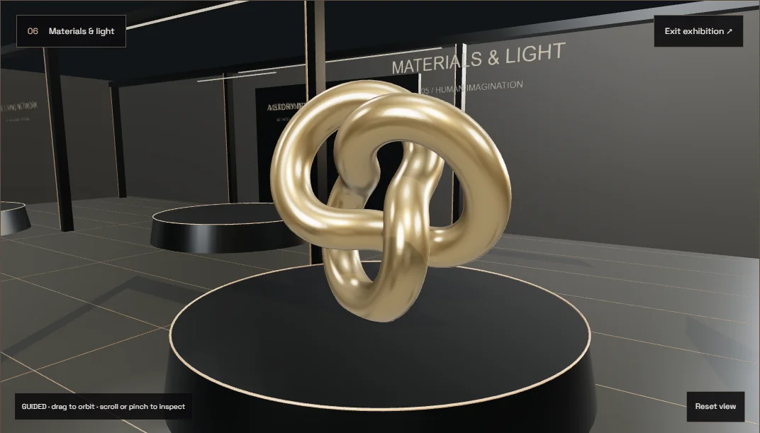 Materials & light — genuine render of the original exhibition exhibit