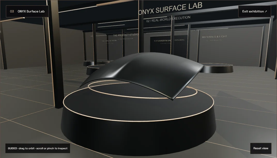 ONYX Surface Lab — genuine render of the original exhibition exhibit
