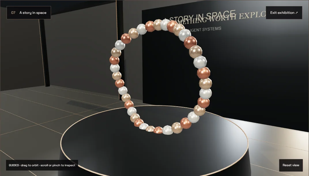 A story in space — genuine render of the original exhibition exhibit