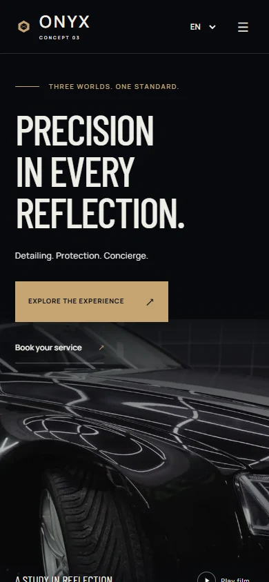 Onyx Auto Studio public concept demo, mobile viewport